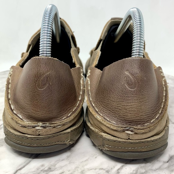 Olukai Moloa Aho Brown Leather Perforated Casual Slip-On Loafers 9/42 Mens Beach - Picture 5 of 16